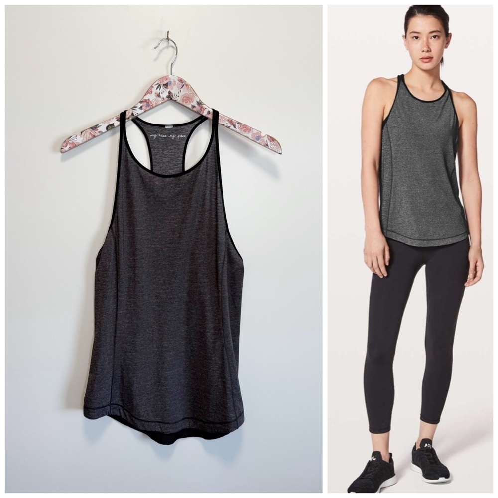 LULULEMON Time To Sweat Tank Gray Heathered Black Size 6
